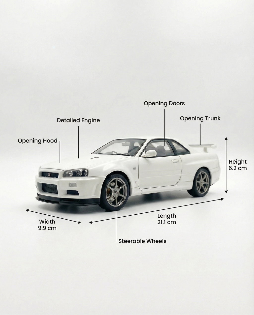 Nissan Skyline GT-R R34 – 1:24 Metal Die-Cast Collector Model